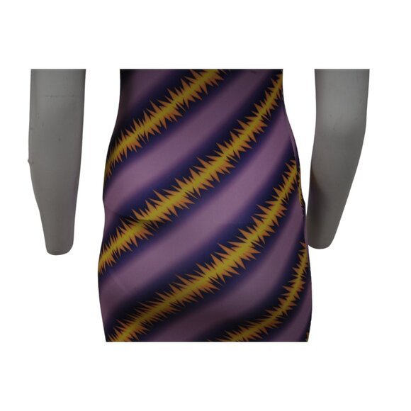 Maisie Wilen Womens Purple Yellow Slinky Baseball Dress Medium Poly Stretch - Picture 7 of 10